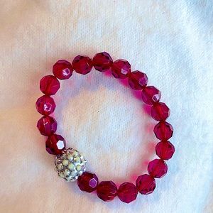 Disco ball stretch beaded bracelet faceted